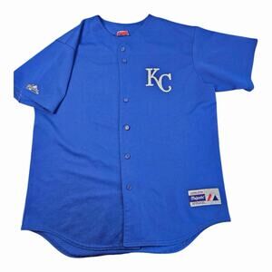 KC Royals Majestic Blue MLB Baseball Jersey Men’s XL Button Front